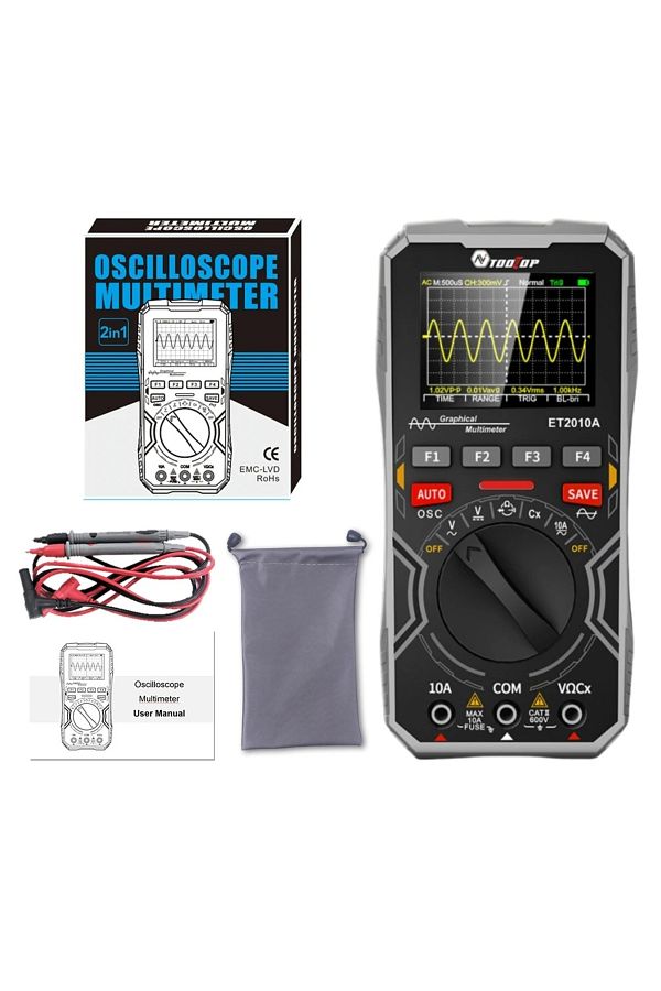 TOOLTOP-Et2010a Gray Et2010a 2 In 1 Digital Oscilloscope Multimeter 2.5msps 1mhz Portable Multimeter 1
