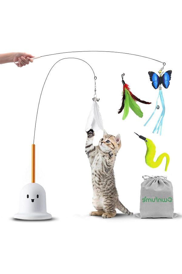 NEXIFY-Interactive Cat Toy, Cat Wand Toy with Suction Cup 2.0 Detachable Different Feathers, Automatic Adul 1