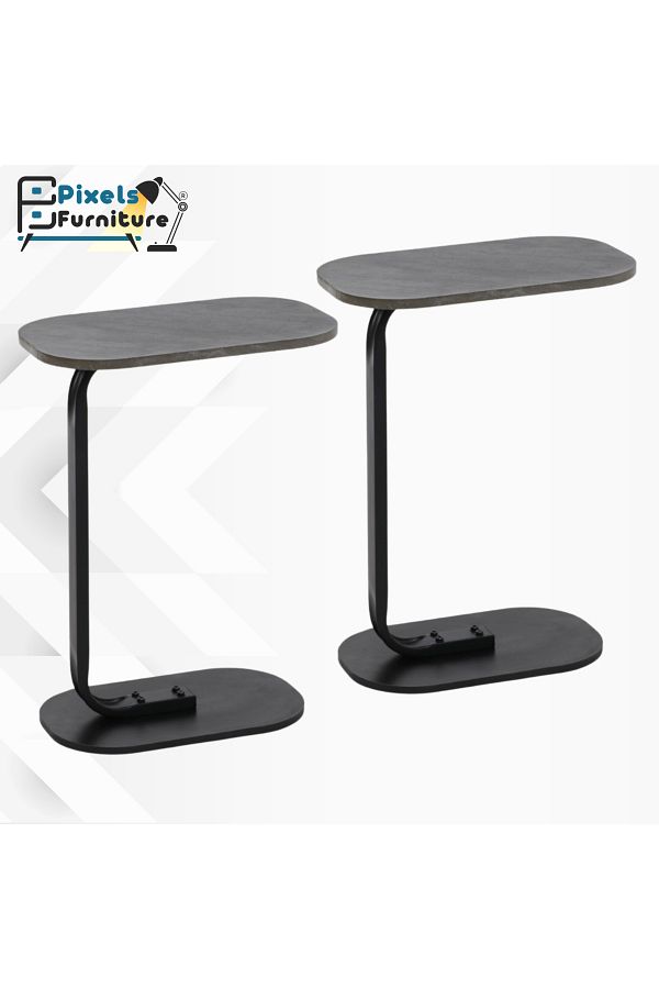 PixelsFurniture-Set of 2 Pixel Furniture C-Shaped Side Table for Sofa and Bed, Table with Solid Metal Bases 1
