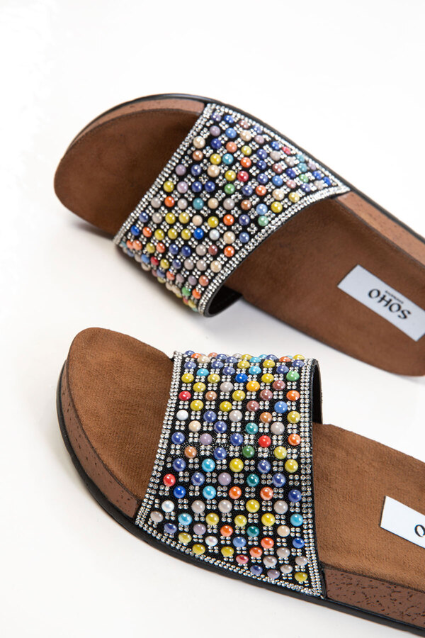 SOHO-Black-Multi Women's Slippers 20659 1