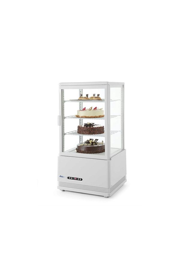 HENDI-Cold display case for presentation, white, 68 lt, temp range 0-12 gr C, 170 W, 3 adjustable shelves on the rail 1