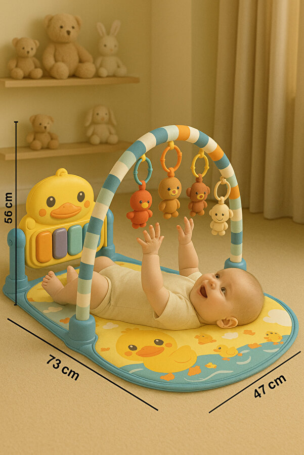 Baby Oyun Halısı | Piyanolu Işıklı Müzikli Ördek Tasarım Bebek Oyun Halısı |Aktivite ve Gelişim Minderi