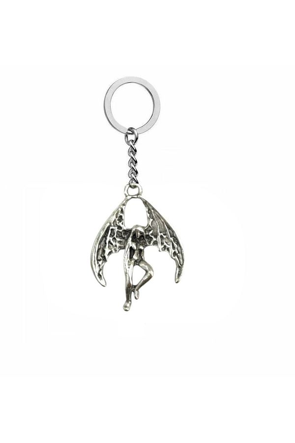 Herşey Nota-Gothic Metal Keychain with Harpy Design – Unisex Keychain Model – Accessory with Mythological Figures 1