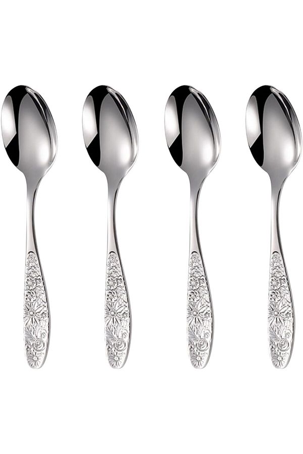 Generic-KASTWAVE Hammered Pattern Stainless Steel Bouillon Spoon,Embossed Pattern Flatware,Hammered Surface 1