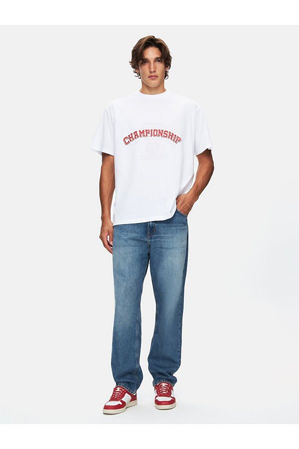 Ltb-Printed Loose Short Sleeve White T-Shirt 1