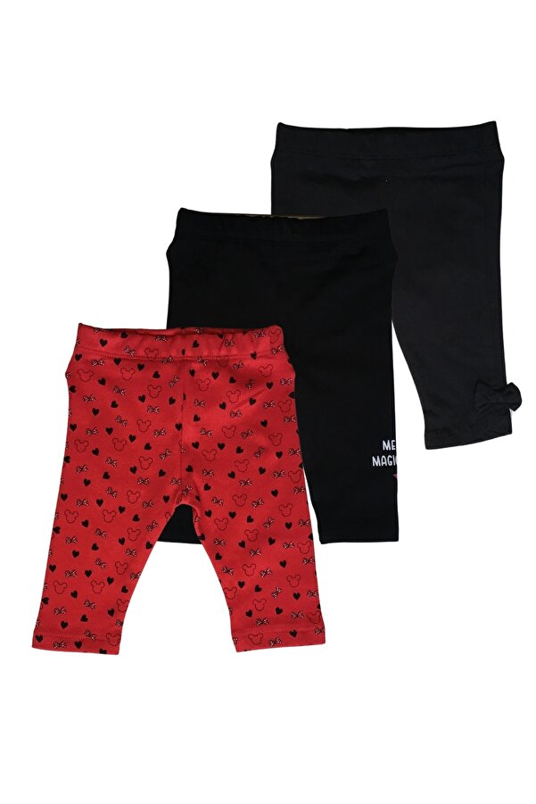 Divonette Kız Bebek 3'lü Likralı Fiyonk ve Kalp Desenli Uzun Tayt