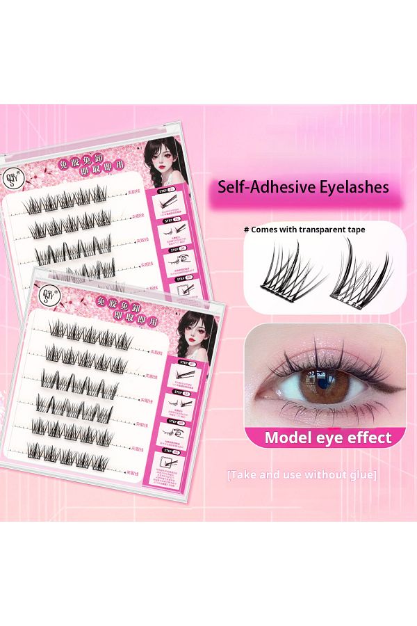 QSTY-C Aba-13mm Self Adhesive Eyelashes Clusters Kit Press On Lashes No Glue Need Soft Lash Clusters 1