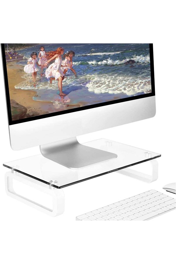 Generic-Hemudu Clear Computer Monitor Stand Riser Multi Media Desktop Stand for Flat Screen LCD LED TV, Lap 1