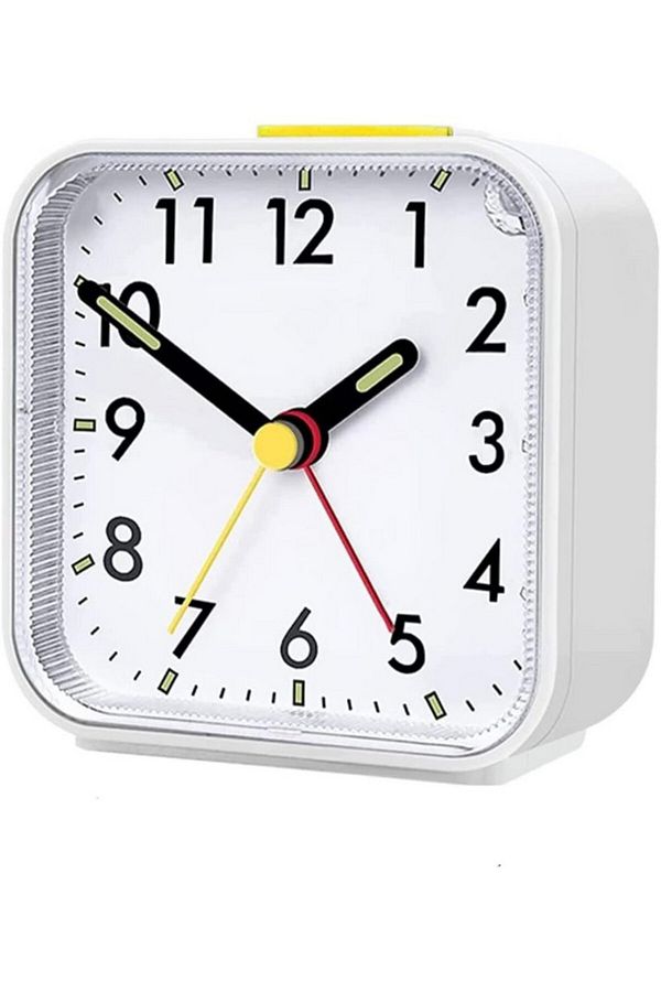 GUIGUZHJ-Analog alarm clock without ticks with light and snooze function and top button, white, GUIGUZHJ 1