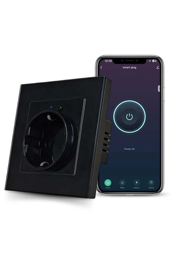 iUni-Smart Socket iUni SS1, WiFi, 16A, Smart Life / Tuya APP, Alexa/Google Assistant Compatible, Black 1