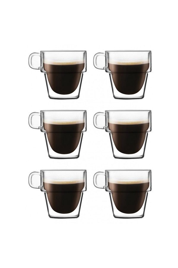 KRASINO-Set of 6 Altmore espresso cups, borosilicate glass, double walls, 80 ml 1