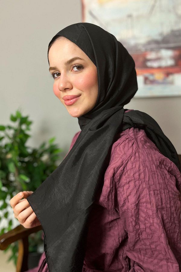 Sultan Eşarp-Sultan Voile Shawl - Solid Color - Slv001-01 - Black 1
