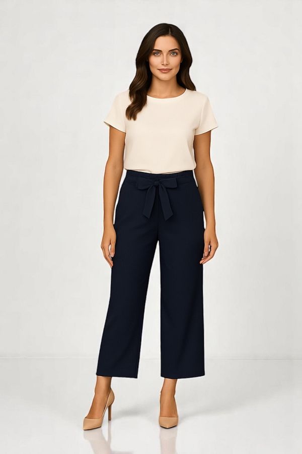 bb butik basic-Belted Double Palazzo Trousers Db1634 1