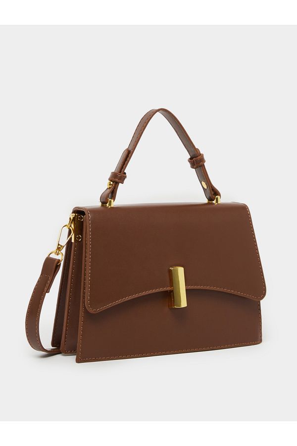 Styli-Solid Handbag with Top Handle and Adjustable Strap 1