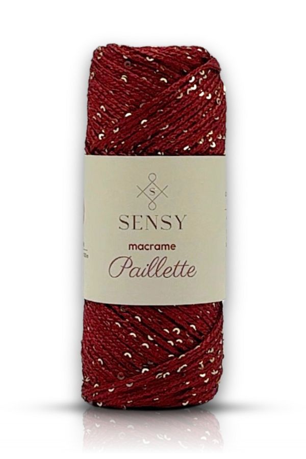 SENSY-Paillette Polyester Macrame Sequin Thread Polyester Macrame Thread Supla Thread Sequin Bag Thread Claret Red 1