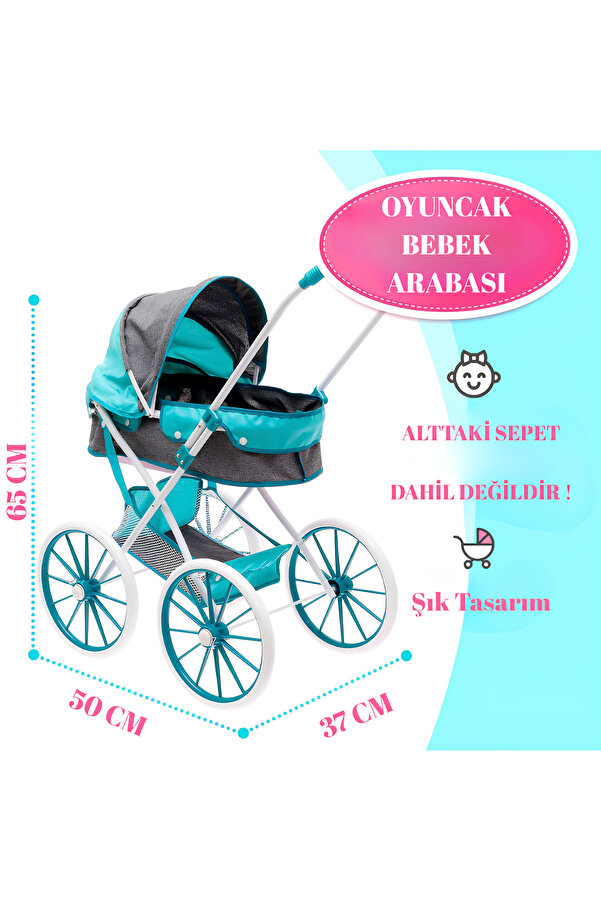 lumed Kız/Erkek Çocuk Oyuncak Katlanabilir Bebek Arabası