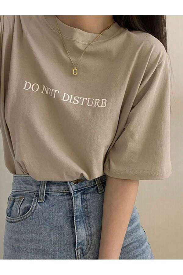 ZİYMO Women's Do Not Disturb Printed Crew Neck T-Shirt