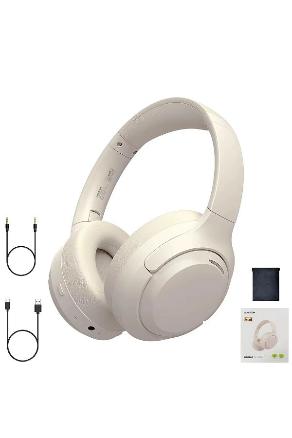 NEOSOR-Casti Over The Ear,Microfon,Wireless,Bluetooth 5.4,Autonomie 60H,Noise Cancelling, Bej 1