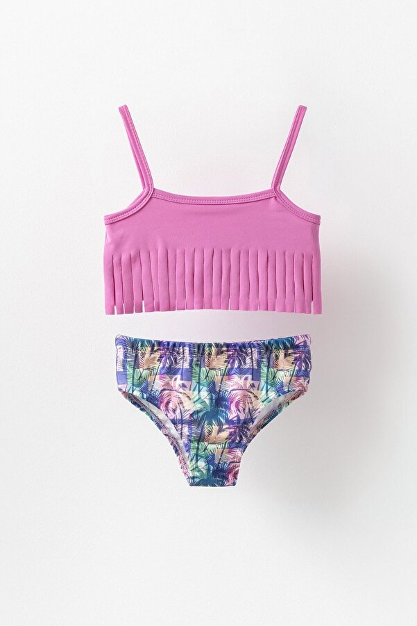 Banamio Zephyr Palmiye Desenli Askılı Kız Çocuk Mayo Bikini Takım