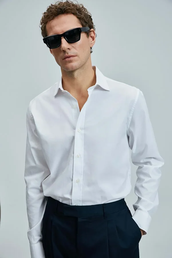 Lufian-111010633 Daniel Ανδρικό πουκάμισο Basic Regular Fit Ανδρικό πουκάμισο ΛΕΥΚΟ 1