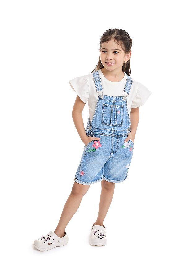 R&B-Embroidered Dungaree with Pockets 1