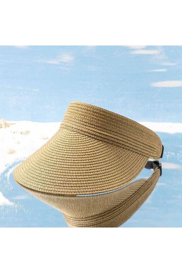 Axesoire-14635 Camel Open Top Straw Visor Hat 1