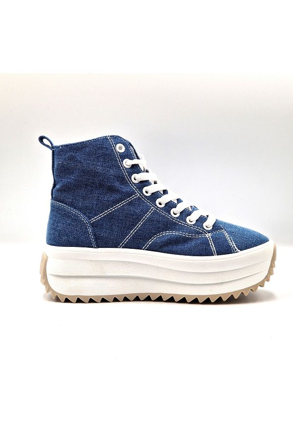 Seastar-High Platform Sneakers in Denim 1