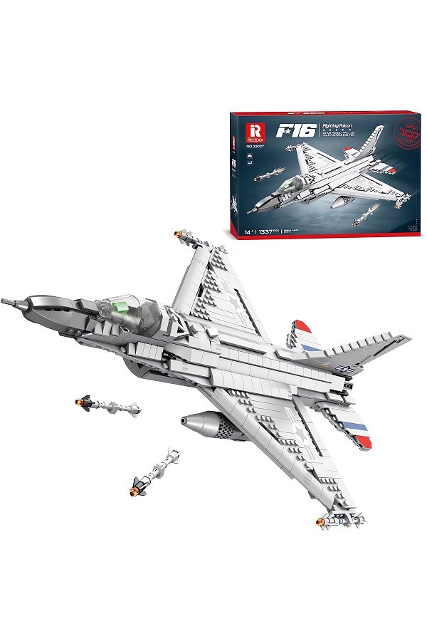 REOBRIX-F-16 Fighting Falcon Fighter Aircraft, Technical Block Building Kit (1427 Parts) 1