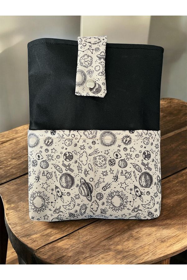 Moserini-Space Themed Patterned, Pocketed, Book Bag/Case Multi-Purpose Bag, Organizer - Space 1