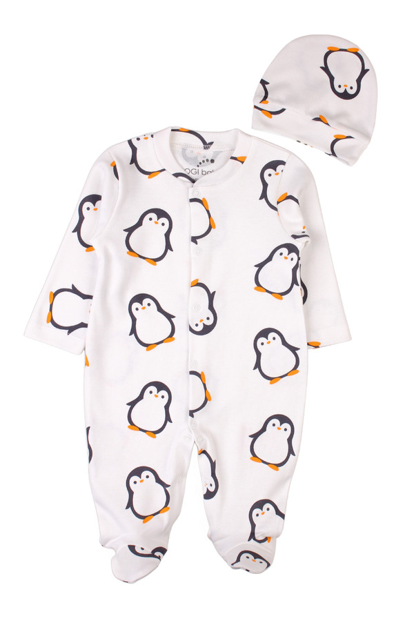 bogibaby Yenidoğan Bebek Tulum Şapka Penguenli Yenidoğan Kıyafeti