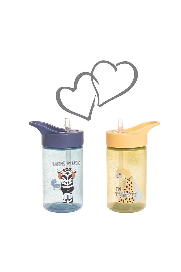 MOISY-Straw Drinking Cup/Drinking Bowl Set of Two Zebra and Dino Pattern 1