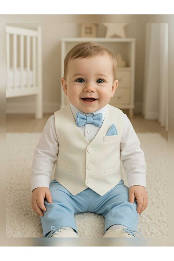 Calide Baby&Kids Erkek Bebek Mevlüt Takımı - Papyon & Kravatlı - Özel Gün Kıyafeti - 7'li Set