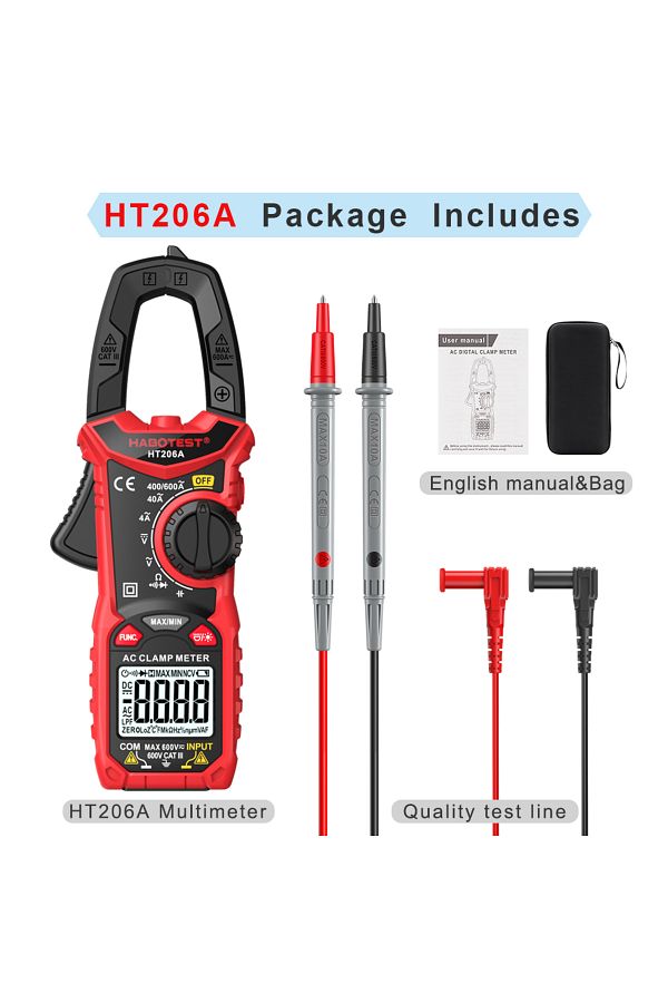 Choice-Ht206a Ac Basic Ht206 Digital Clamp Meter Ac Dc Current Ncv Multimeter Pinza Amperimetrica True Rms 1