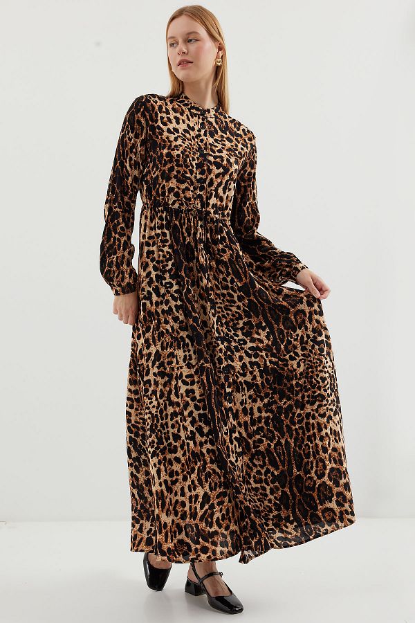 Bigdart-2144 Rochie Hijab cu guler domnă - C. Maro 1