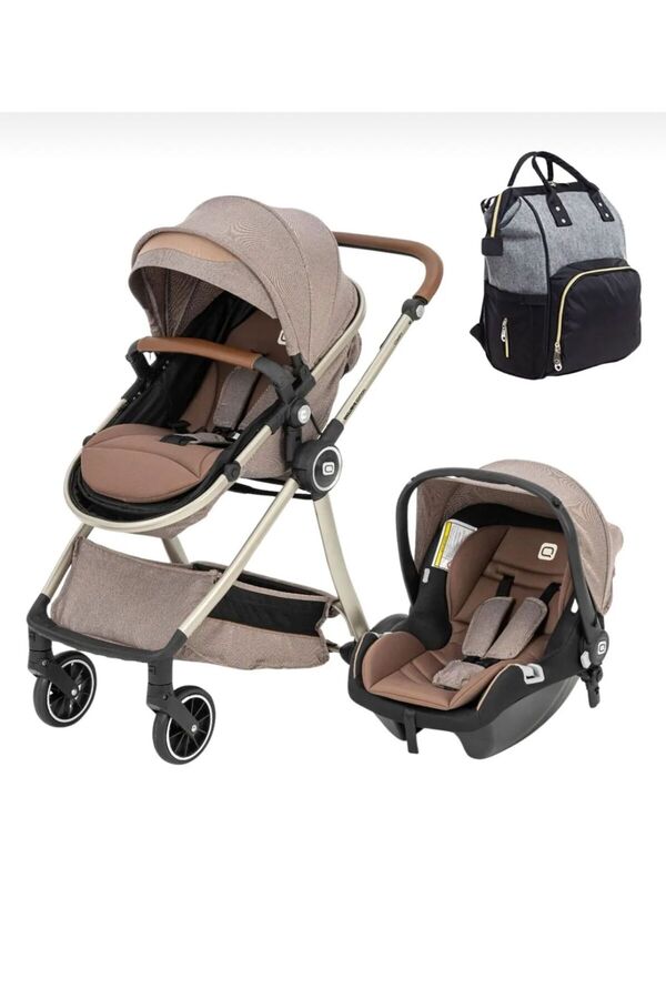 ÖYKÜ BEBEK DUNYASI 4'lü Set / Comfy Life Seyahat Sistem Bebek Arabası / Oto Koltuğu / Bebek Bakım Çantası / Yağmurluk