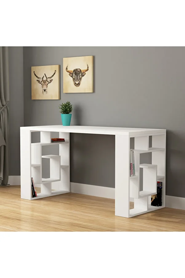 Mourah Home-Labirent Working Table with Dual Side Storage – Compact Desk for Home Office, Writing & Reading 1
