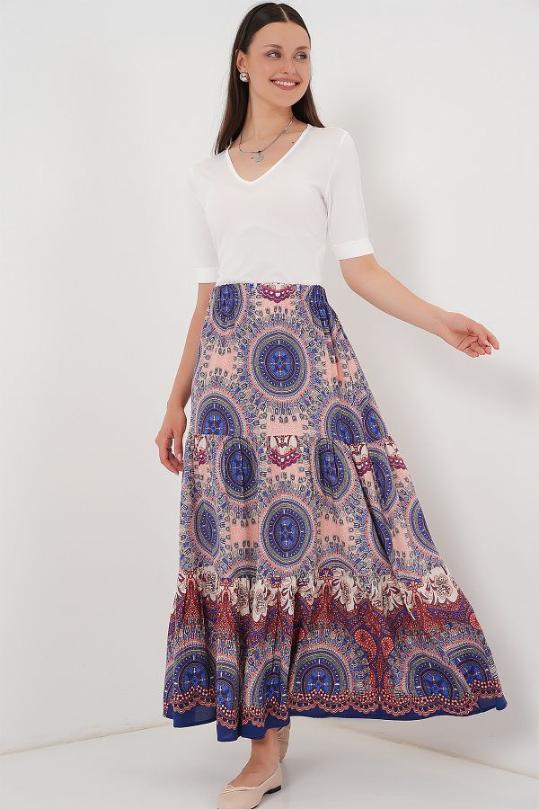 Bigdart-1898 Patterned Long Skirt - Saks 1