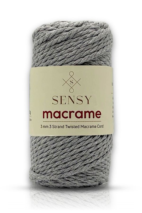 SENSY-Premium 3 Twist Cotton Combed Macrame Macrame Rope Hobby Rope Three Twist Light Gray 1