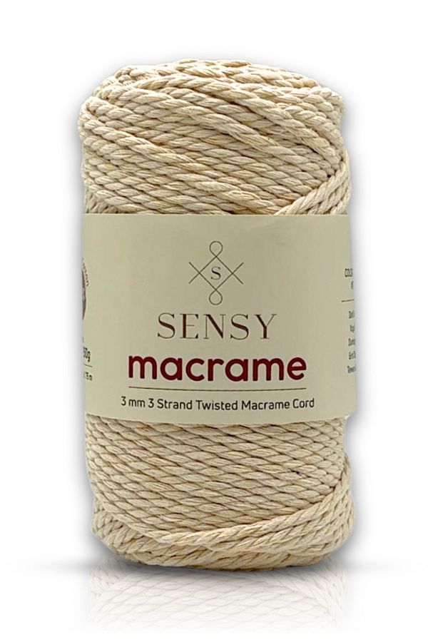 SENSY-Premium 3 Twist Bumbac Macrame Macrame Rope Hobby Funie Three Twist Ecru 1