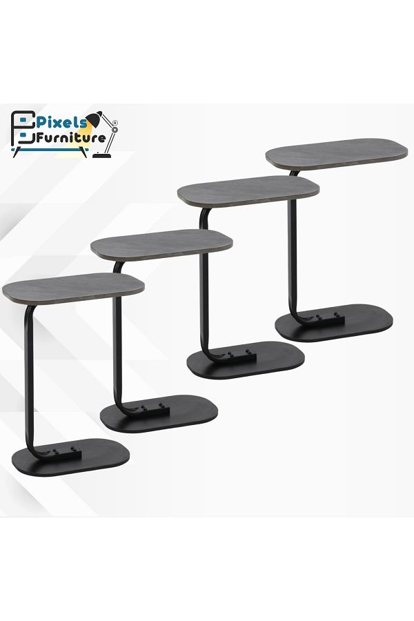 PixelsFurniture-Set of 4 Pixel Furniture C-Shaped Side Table for Sofa and Bed, Table with Solid Metal Bases 1