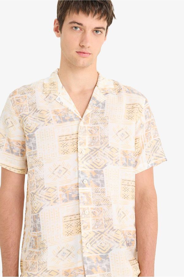 DeFacto-Regular Fit Apache Collar Patterned Short Sleeve Shirt E2315Ax25Sm 1