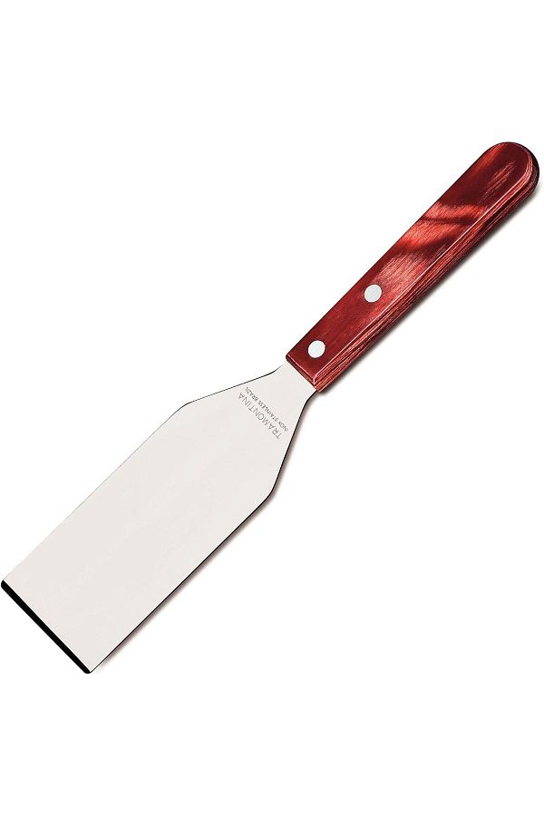 Generic-Tramontina 5 Inches Stainless Steel Grid Scraper with Treated Red Polywood Handle 1