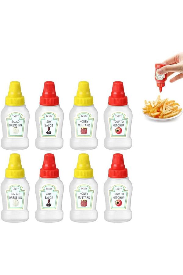 Generic-8 Pcs Mini Condiment Squeeze Bottles,23ml Condiment Squeeze Bottle,Plastic Portable Containers Bott 1