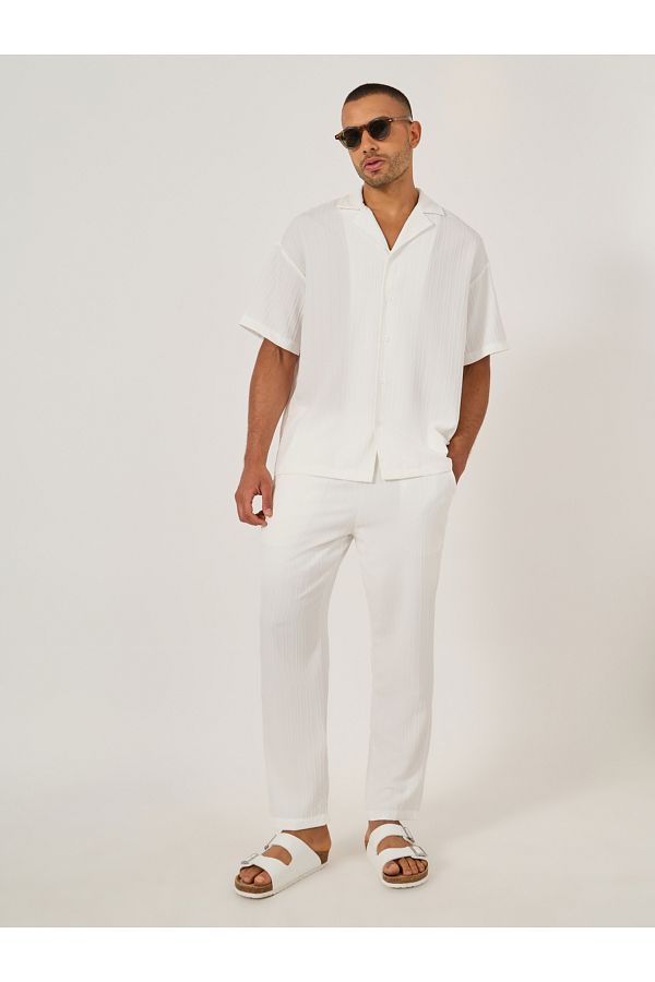 Take Two By Styli-Textured Camp Collar Shirt and Pants Co-Ords 1