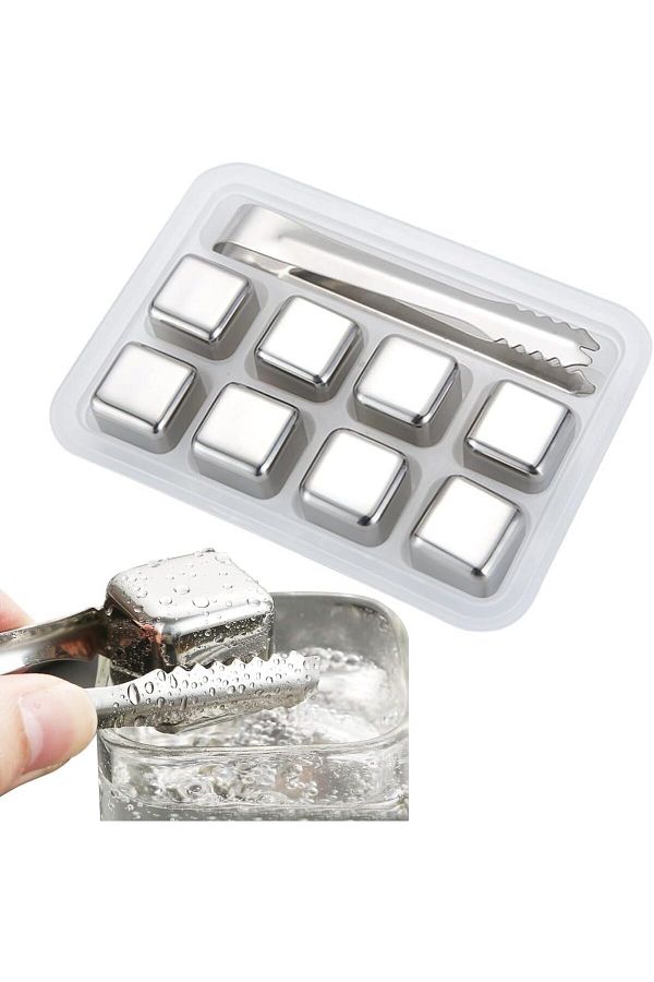 Generic-ECVV Ice Stone Cube Tray with Tongs and Lid, 8 Honeycomb cubes, Flexible and Easy Release Ice Tray 1