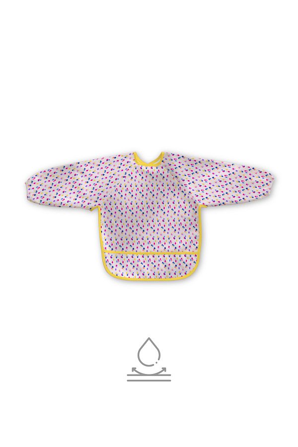 Messido-Long Sleeve Food and Activity Apron, Activity and Painting Apron, Colorful Dots Pattern, 1-5 Years Old 1