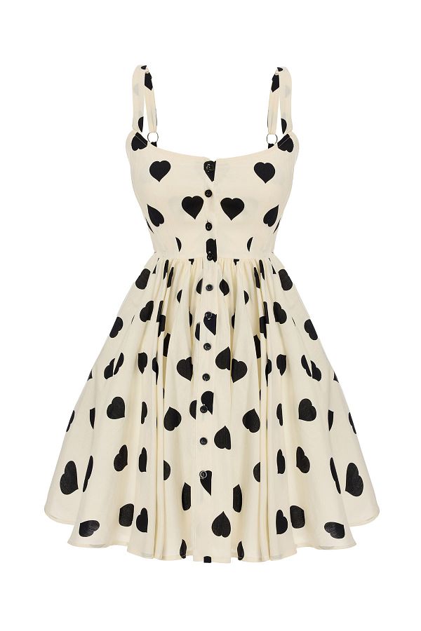 SEVİLEN-Heart Patterned Strappy Summer Dress 1