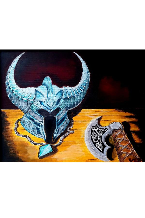 ve-Canvas Painting, Armor, Warrior, Tryndamere, VLS Metallicum, 80 x 60 cm, Multicolor 1
