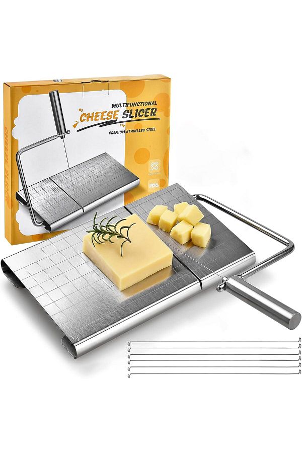 Generic-VAODO Cheese Grater, with Precise Scale Marks and 6 Replacement Wires, Stainless Steel Butter Slice 1