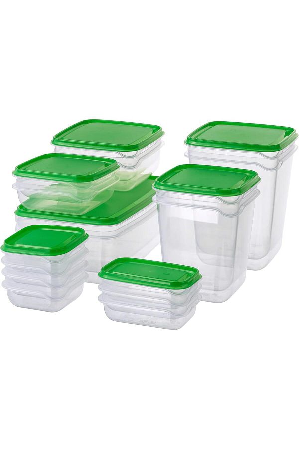 Generic-Food Container Set, 17 Pieces, Transparent/Green 1